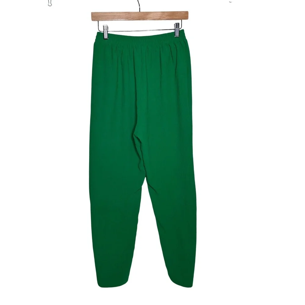 Lulus Women's Tie Front Elastic Waist Wide Leg Pants size Small Kelly Green